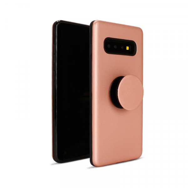 Wholesale Galaxy S10+ (Plus) Pop Up Grip Stand Hybrid Case (Rose Gold)